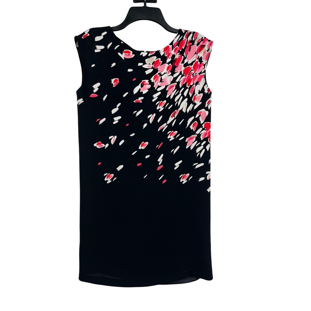 Ann Taylor Loft Petites Black Pink‎ Abstract Floral Shift Dress SP Sleeveless
